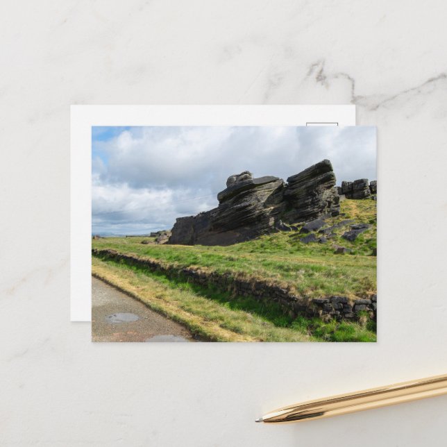 The Rain Stone, Blackstone Edge Postcard (Front/Back In Situ)