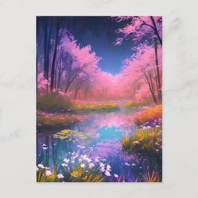 The Rainbow-Coloured Swamp in the Enchanting Fores Postcard (Front)