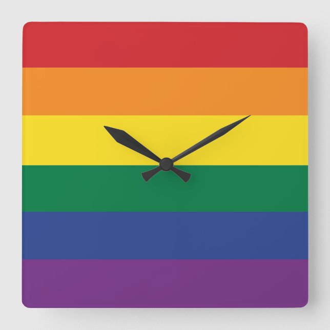 The Rainbow Flag Square Wall Clock (Front)