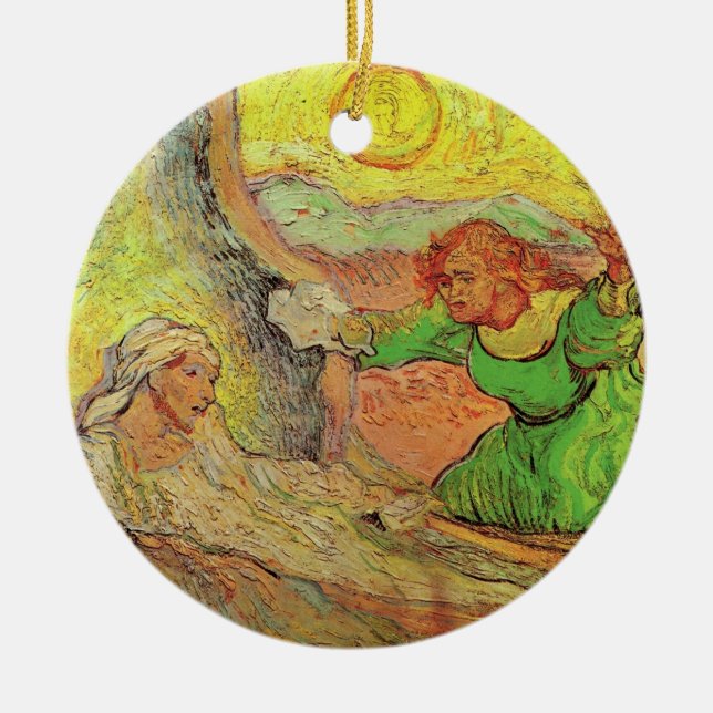 The Raising of Lazarus by Vincent van Gogh Ceramic Tree Decoration (Front)