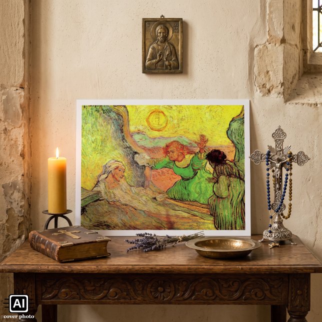 The Raising of Lazarus by Vincent van Gogh Poster (Raising of Lazarus (after Rembrandt) by Vincent van Gogh is a vintage post impressionism painting.)