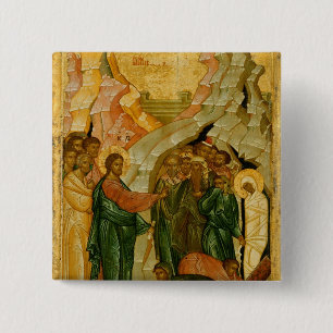 The Raising of Lazarus, Russian icon 15 Cm Square Badge