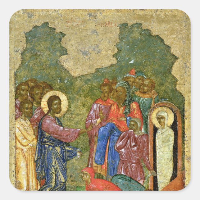 The Raising of Lazarus, Russian icon Square Sticker (Front)