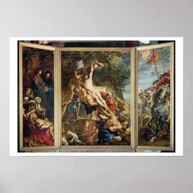 The Raising of the Cross, 1610-11 (oil on panel) Poster (Front)