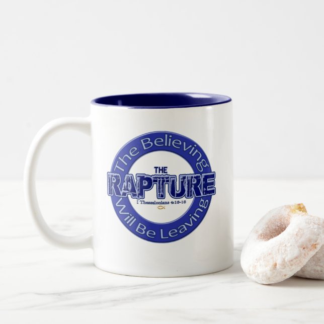 The Rapture Christian Religious Sayings Coffee Cup (With Donut)