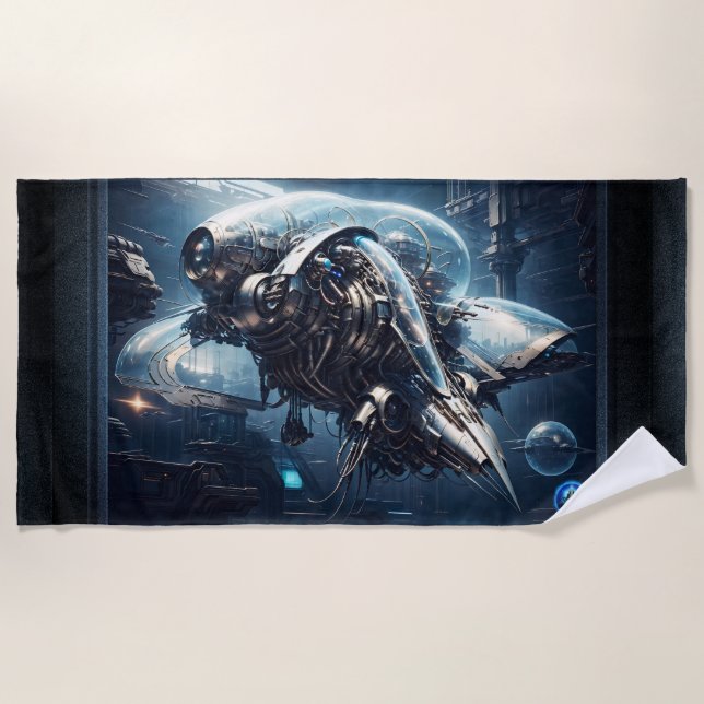 The Raspian Dynamorph Drone AI Art by Xzendor7 Beach Towel (Front)