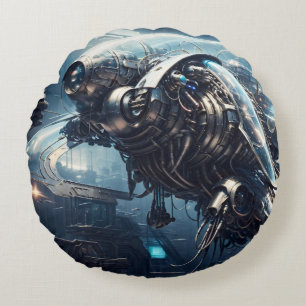 The Raspian Dynamorph Drone AI Art by Xzendor7 Round Cushion