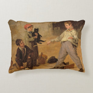 The Rat Trap (oil on panel) Decorative Cushion