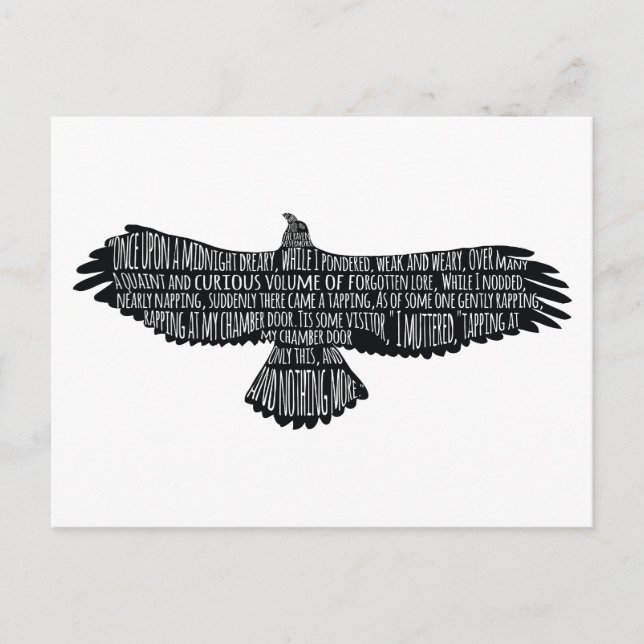 The Raven by Edgar Allan Poe Typography Postcard (Front)
