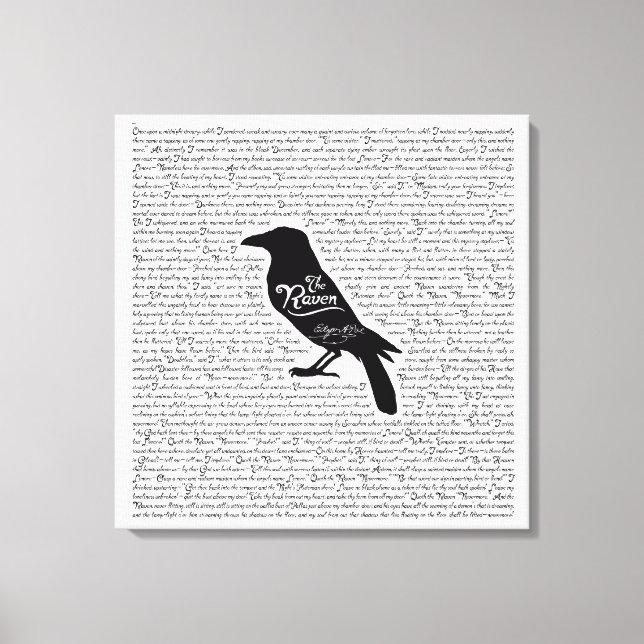 The Raven Complete Poem by Edgar Allan Poe 12x12 Canvas Print (Front)