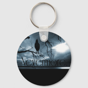 The Raven - Nevermore Sunbeams & Tree Blue Key Ring
