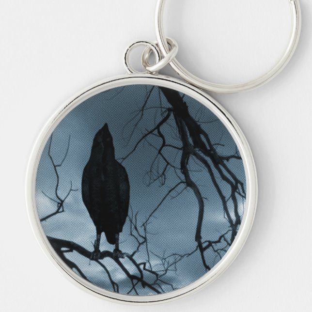 The Raven - Nevermore Sunbeams & Tree Blue Key Ring (Front)