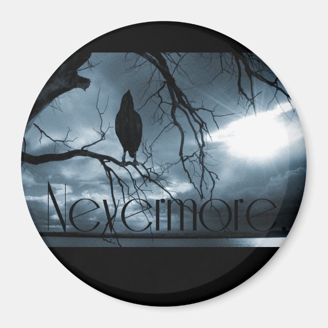 The Raven - Nevermore Sunbeams & Tree Blue Magnet (Front)