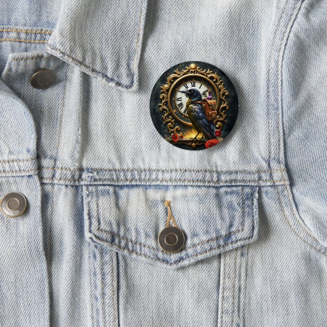The Raven’s Clockwork Delivery  6 Cm Round Badge (In Situ)