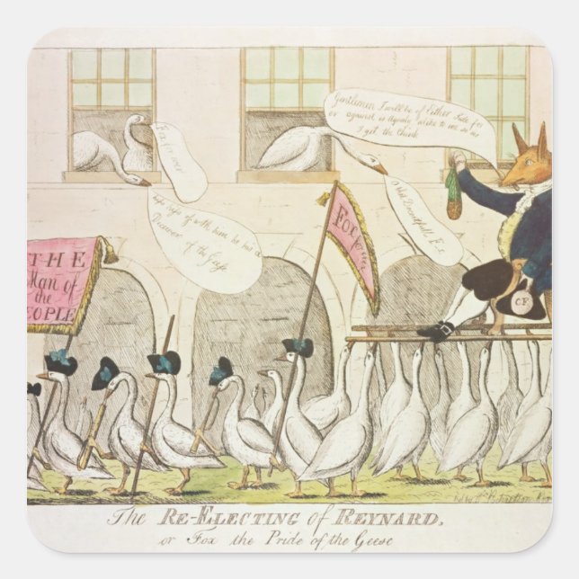 The Re-Electing of Reynard or Fox Square Sticker (Front)