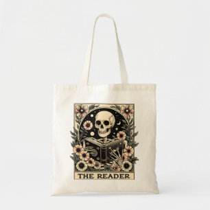 The Reader Skeleton Tarot Card Tote Bag