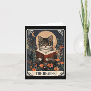 The Reader Tarot Card Cat Reading Book Floral Book