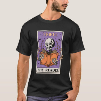 The Reader Tarot Card Skeleton Reading Book Bookis T-Shirt