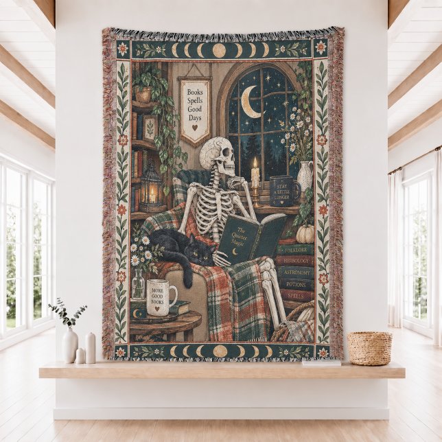 The Reader Tarot Card Woven Throw Blanket  (Creator Uploaded)
