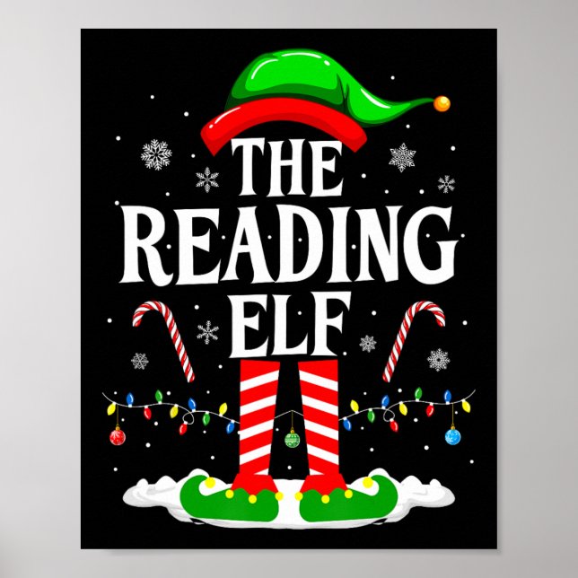 The Reading Elf Xmas Funny Book Lover Christmas Bo Poster (Front)