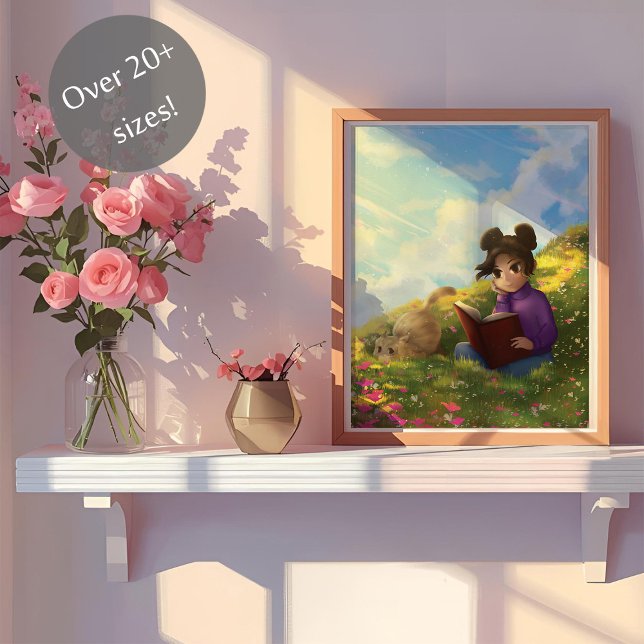 The Reading Girl and The Bored Cat Poster (Creator Uploaded)