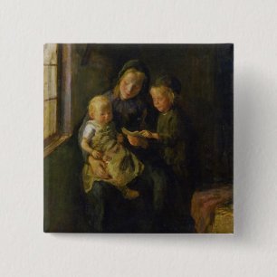 The Reading Lesson 15 Cm Square Badge