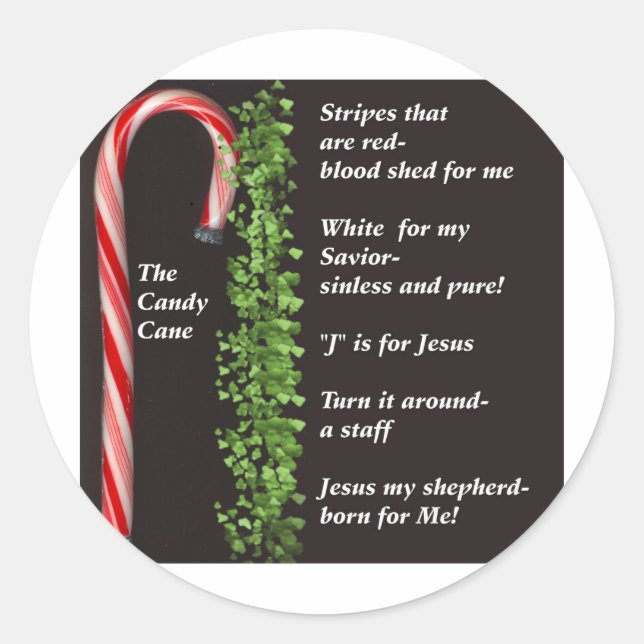 THe Real Candy Cane Meaning Classic Round Sticker (Front)