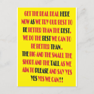 The real deal is here poster print type word art postcard