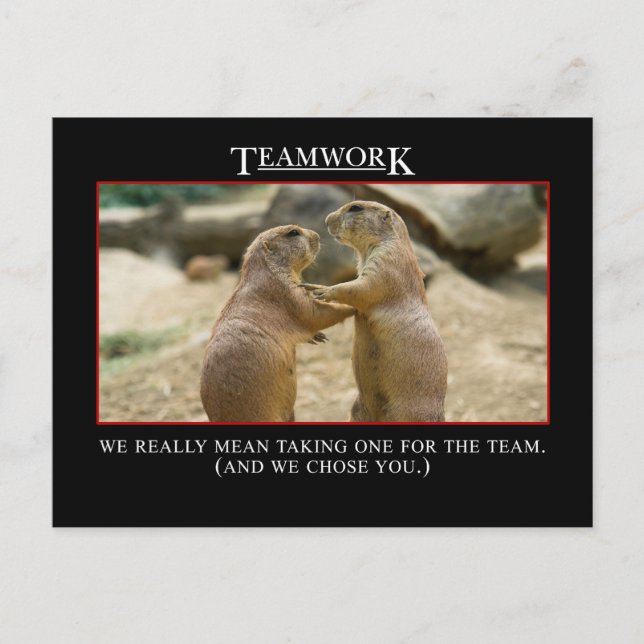 The real meaning of teamwork postcard (Front)