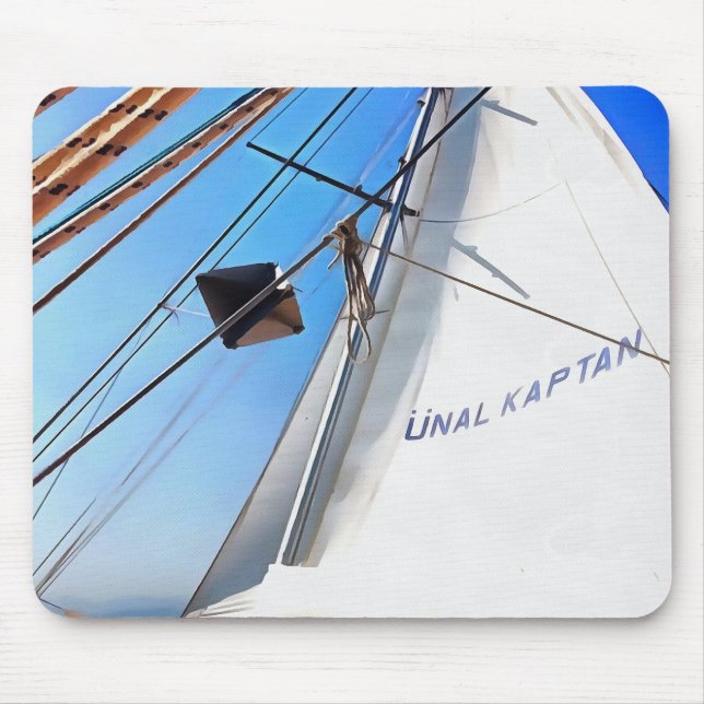 The Realist Adjusts The Sails Nautical Art Mouse Pad (Front)