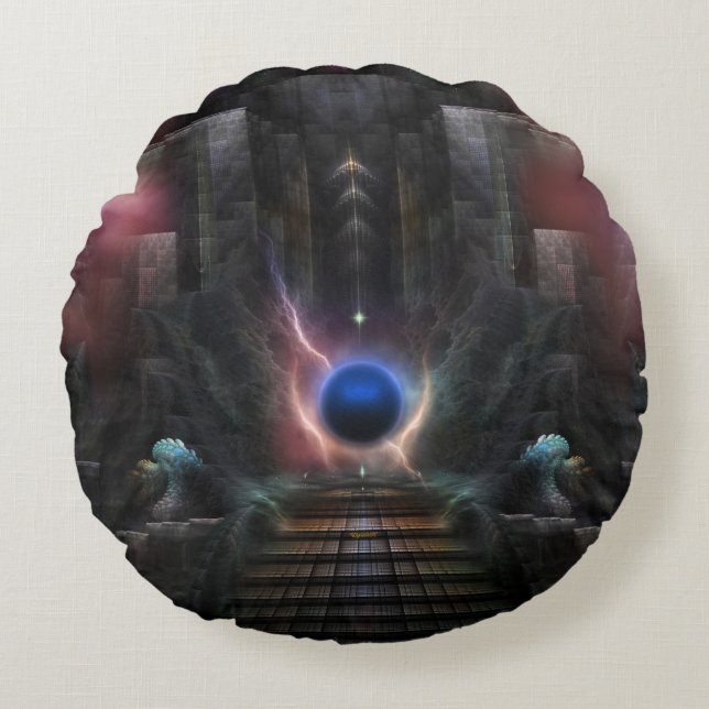 The Realm Of Osphilium Round Throw Pillow (Front)