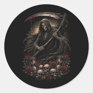 The Reaper’s Hourglass Classic Round Sticker