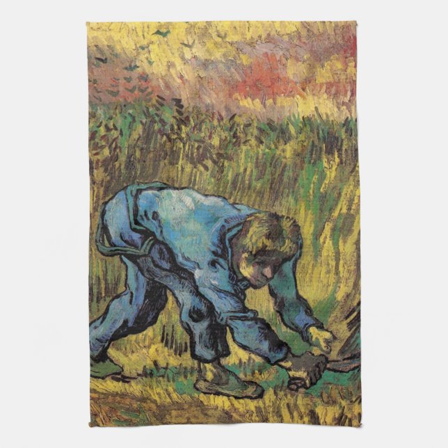 The Reaper with Sickle by Vincent van Gogh Tea Towel (Vertical)
