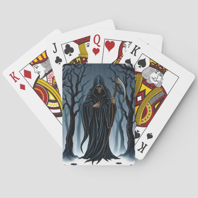 "The Reaper's Path – No Escape from Fate" 💀🌲 Playing Cards (Back)