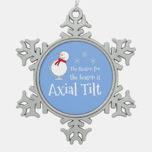 The Reason for the Season is Axial Tilt Snowflake Pewter Christmas Ornament