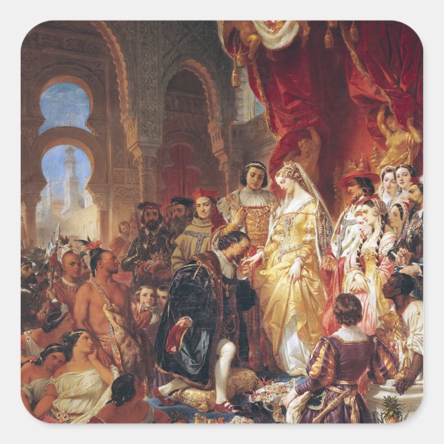 The Reception of Christopher Columbus Square Sticker (Front)