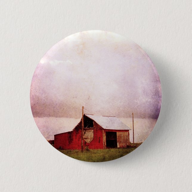 The Red Barn at Sunset 6 Cm Round Badge (Front)