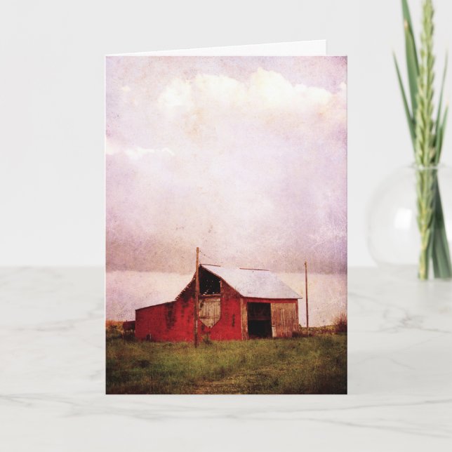 The Red Barn at Sunset, Birthday Card (Front)