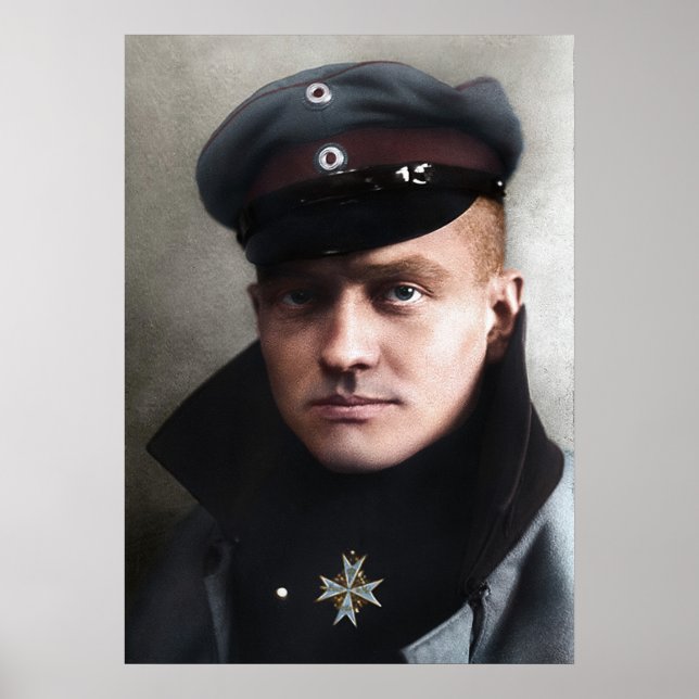 The Red Baron Manfred von Richthofen 1917 Colouriz Poster (Front)