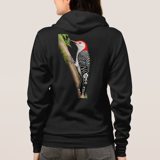 The Red Bellied Woodpecker Raglan Fleece Jacket Hoodie (Back)
