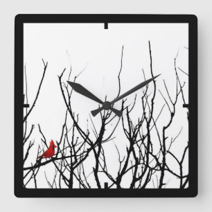 The Red Bird by Leslie Peppers Square Wall Clock