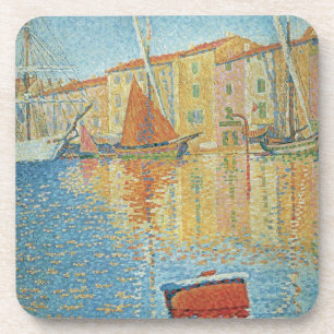 The Red Buoy by Paul Signac, Vintage Pointillism Coaster
