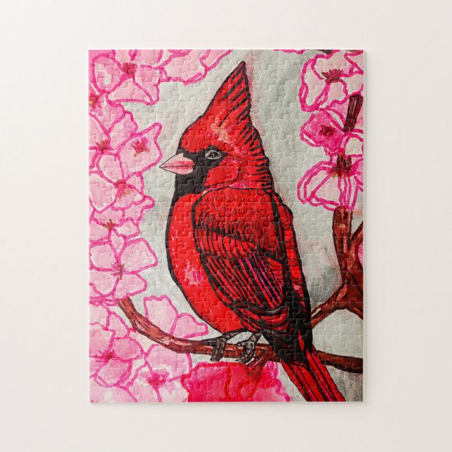 THE RED CARDINAL  JIGSAW PUZZLE (Vertical)