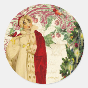 The Red Christmas Coat Envelope or Gift Stickers