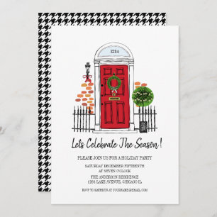 The Red Christmas Door Holiday Party  Card