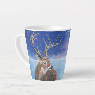 The red Deer Cervus elaphus and Winter Landscape Latte Mug