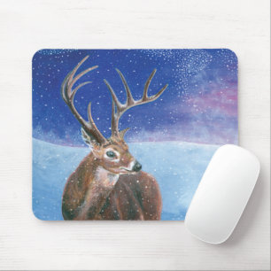 The red Deer Cervus elaphus and Winter Landscape Mouse Pad