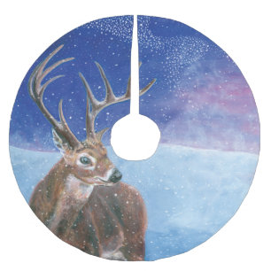The red deer (Cervus elaphus) Brushed Polyester Tree Skirt