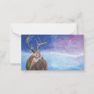 The red Deer Cervus elaphus in Winter Landscape Card