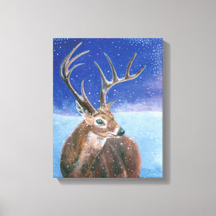 The red deer (Cervus elaphus) & Winter Canvas Print